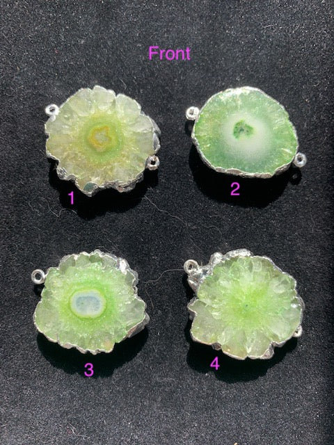 Solar Quartz Green Jewelry Component, enhanced colours set in sterling.