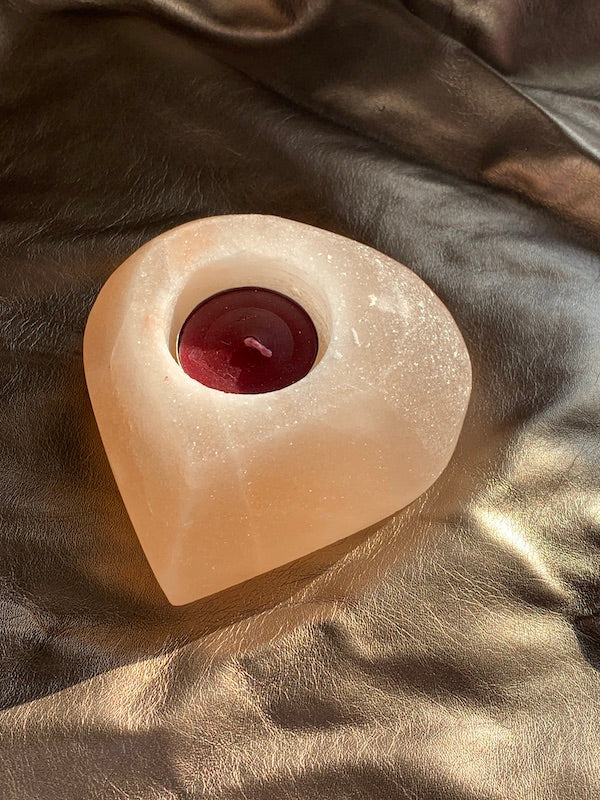 Himalayan Salt Lamp tealight holder, heart shaped