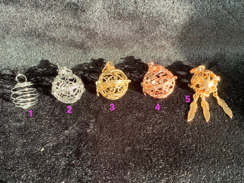 Caged Pendant/Charm, change your sphere & gem. 8 styles in different colours.