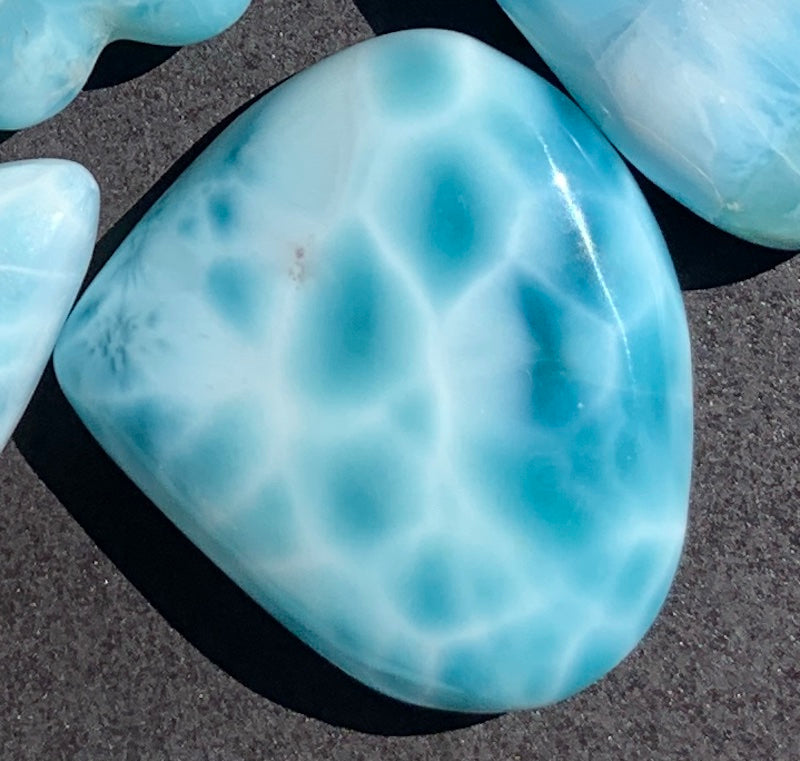 Larimar Cabochon Round Assorted Shapes, ea