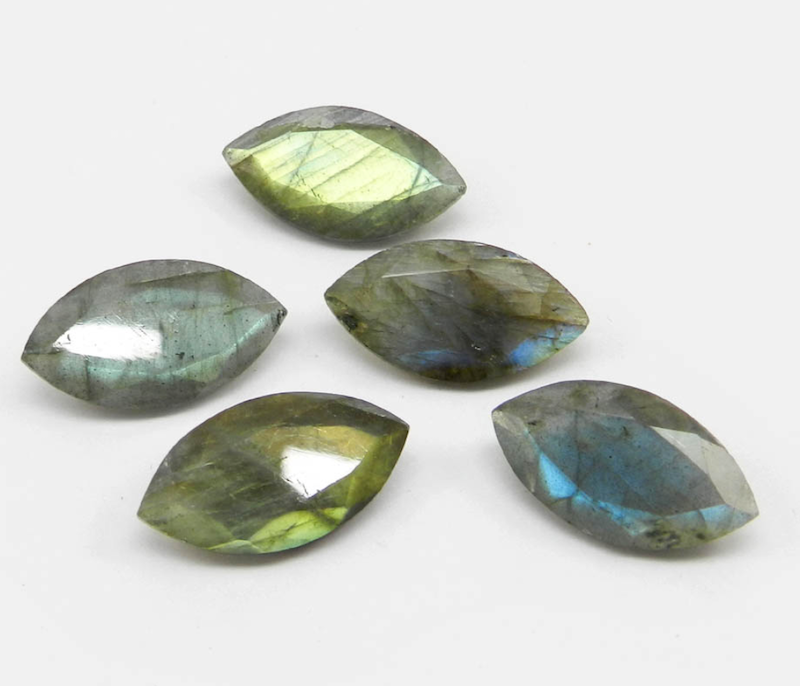 Labradorite Gray/Blue Faceted Marquise 4x8mm (1pc)