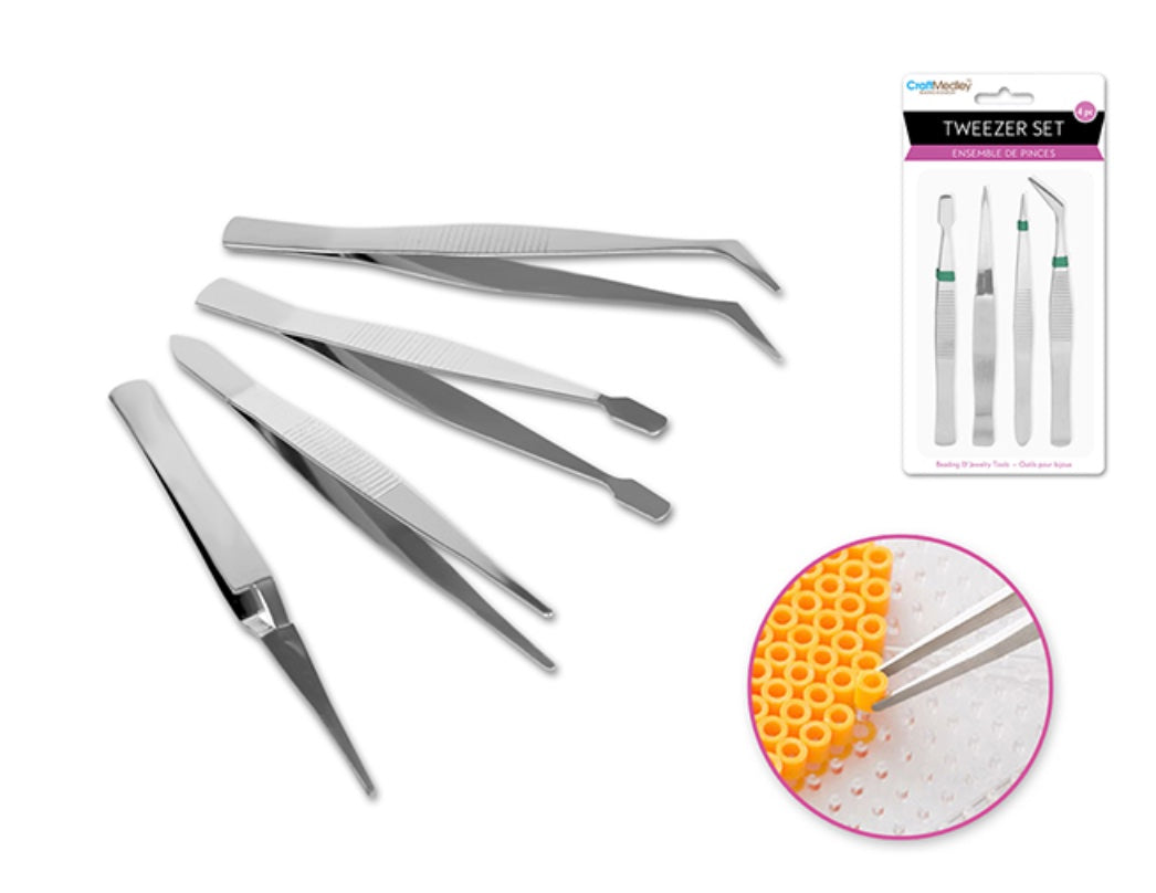 Tweezers, 4 piece set. Craft economy set