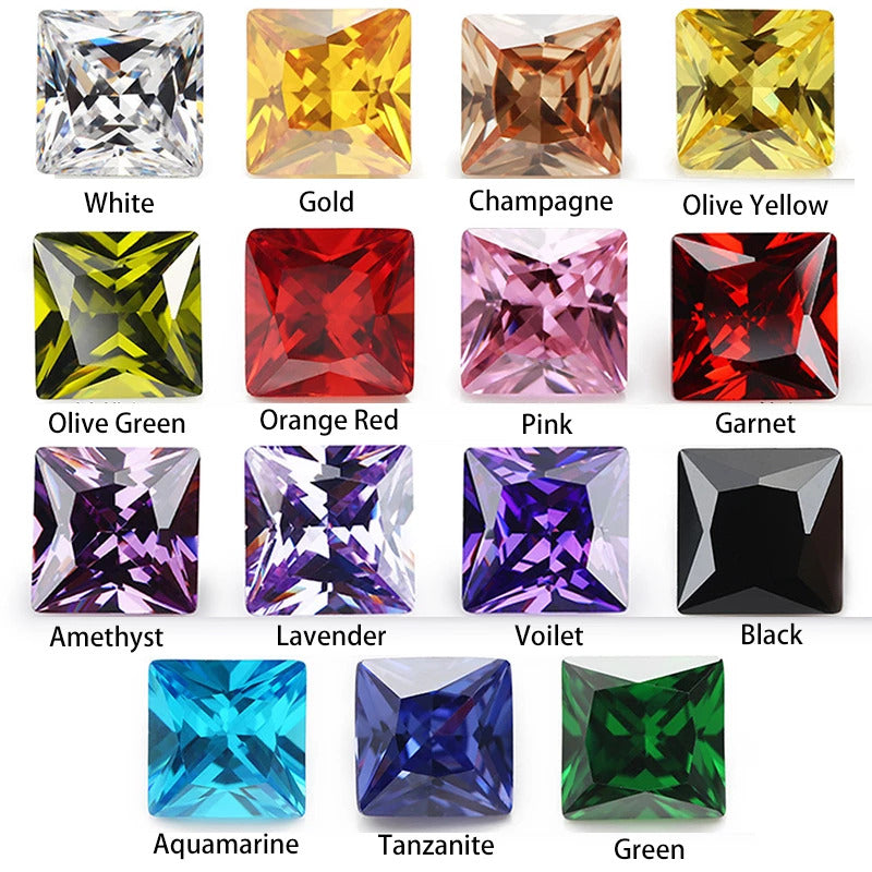 Cubic Zirconia &amp; Lab Sapphire Assorted Colours Square 5mm (25pc)