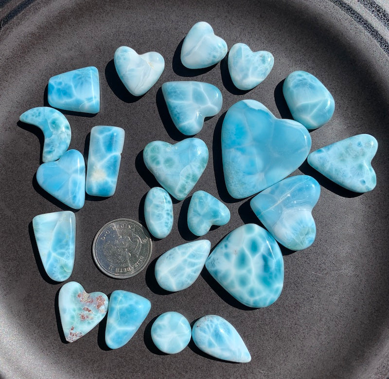 Larimar Cabochon Round Assorted Shapes, ea
