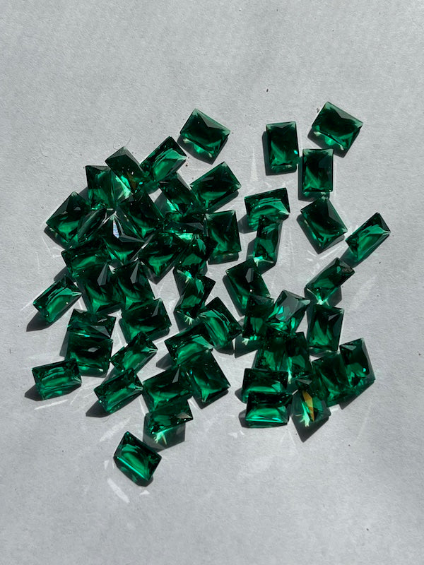 Nano Emerald, Rectangle Shaped Gem Lab Created - Various Sizes (5pc)