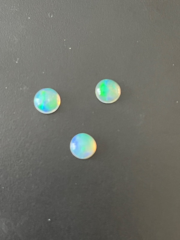 Opal round, Blue and yellow flash Cabochons 4, 5 &amp; 6mm stones. Price is for 1